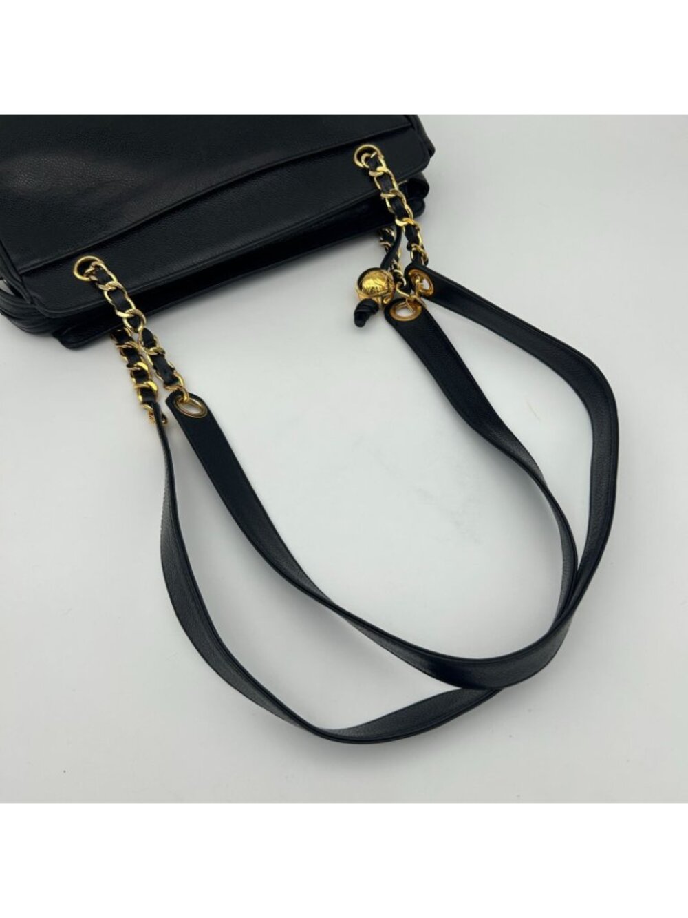 Chanel Triple Coco Chain Tote Shoulder Bag Caviar Leather Black - Picture 10 of 15